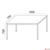 Kép 3/3 - Általános asztal fémlábbal 75x150cm MAYAH Freedom SV-39 fehér
