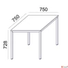 Kép 3/3 - Általános asztal fémlábbal 75x75cm MAYAH Freedom SV-37 fehér