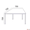 Kép 3/4 - Általános asztal fémlábbal trapéz alakú 75x150/75cm MAYAH Freedom SV-41 fehér