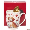 Kép 2/3 - Bögre porcelán 360ml szív alakú teaszűrővel,Dog dobozban
