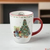 Kép 4/4 - Bögre porcelán karácsonyi 24' maci és fenyőfa kézzel festett 8cmx11.3cmx10.1cm sdkae
