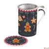 Kép 1/3 - Bögre Porcelán karácsonyi 3dl tetővel fémszűrővel, Gingerbread dobozban