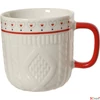 Kép 2/6 - Bögre porcelán karácsonyi fehér színű piros füllel   SDKAE25 dombornyomott 2 féle 8,7x9,3cm