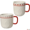 Kép 4/6 - Bögre porcelán karácsonyi fehér színű piros füllel   SDKAE25 dombornyomott 2 féle 8,7x9,3cm