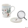Kép 1/2 - Bögre Porcelán karácsonyi 3,5dl szűrős tetővel Chalet dobozban