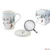 Kép 2/2 - Bögre Porcelán karácsonyi 3,5dl szűrős tetővel Chalet dobozban