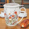 Kép 2/6 - Bögre porcelán 360ml WILD BIRD-madaras papics Díszdobozban rozsdamentes teaszűrővel