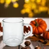 Kép 2/3 - Bögre üveg 240ml 8x8cm egyenes áttetsző falú teásbögre, üvegpohár, capuccinos bögre