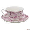 Kép 2/4 - Csésze+alj Porcelán 2,5dl keleti tájas, pink
