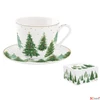 Kép 2/2 - Csésze+alj porcelán reggeliző 4dl Festive Trees dobozban