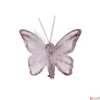 Kép 2/3 - Dekor pillangó 24' csiptetős, organza anyag, rózsaszín 4 db/csomag 4 cm sdkae 1db/ár