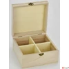 Kép 2/2 - Fa doboz teásdoboz natúr 4rekeszes 15x15x8cm-es doboz GRAVÍROZHATÓ! 3272