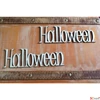 Kép 1/3 - Fa felirat tábla Halloween nyomtatott 15cmx4.5cmx3mm 2db/cs