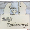 Kép 1/2 - Fa figura ajtódísz Békés Karácsonyt betlehemi 24x22.5cm