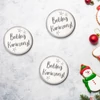 Kép 1/2 - Fa tábla nyomtatott Boldog Karácsonyt, 3db/cs fehér/szürke 5cm