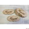 Kép 1/2 - Fatábla felirat, Fa figura receptek tábla felirat 7cmx3.5cmx3mm 5db/cs