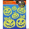 Kép 1/2 - Halloween Ablakmatrica foszforeszkáló töklámpások 32x31cm Halloween mintás party dekoráció!