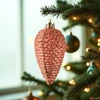 Kép 4/8 - Karácsonyfa dísz 6db/cs fenyőtoboz glitteres  narancs   SDKAE25 4,5x8cm 6db/csomag