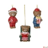 Kép 2/5 - Karácsonyfa dísz maci 3 féle 4x4,5x10cm  SDKAE25 kézzel festett 1db/ár