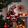 Kép 2/2 - Karácsonyi dekor akasztós 24' mikulás, motorral glitteres fenyő gömb 4cmx9.6cmx10cm sdkae