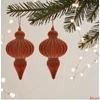 Kép 1/2 - Karácsonyi dekor akasztós Bordó csepp alakú dísz, flokkolt 16cm