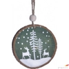 Kép 2/2 - Karácsonyi dekor akasztós fa szarvasok téli látképpel 6,5cm zöld