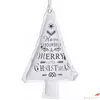 Kép 2/2 - Karácsonyi dísz textil fenyőfa felirattal fehér színű dekor 12.5x19x2.5 Karácsonyi akasztós dekoráció