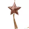 Kép 2/2 - Karácsonyi dekoráció csillag21 glitteres,akasztós textil 11cm pink