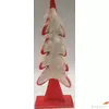 Kép 1/2 - Karácsonyi fa dekor - fenyő 12x29,5cm álló dísz, fehér piros szí mészörme díszítéssel