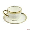 Kép 2/2 - Kerámia csésze kávés csészealjjal espresso fehér arany 11,5x11,5x1,5cm SDDST5