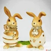 Kép 3/4 - Nyuszi figura tojásban 14x7cm kézzel festett barna-krém-arany figura (2-féle)1db/ár SDGW26 tavasz húsvét