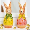 Kép 1/2 - Nyuszi tojás masnival 18cm kézzel festett kerámia figura sárga/rózsaszín (2-féle)1db/ár SDGW26