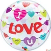 Kép 1/2 - Party Lufi Valentin 22''-56cm I Love U Banner Hearts Szerelmes Bubble Fólia Léggömb+hélium