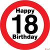 Kép 1/2 - Party Sebességkorlátozó tábla 50cm, Happy 18 Birthday feliratos tábla Szülinpi műanyag parti dekoráció