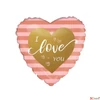 Kép 1/2 - Partylufi fólia szív, I love You, pink csíkos, 45 cm
