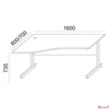 Kép 4/5 - Íróasztal íves balos szürke fémlábbal 160x80cm MAYAH Freedom SV-30 fehér