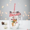 Kép 3/12 - Üvegpohár 450ML karácsony mintás szívószállal 3féle kpm25