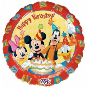 lufi fólia 18"/45cm xL Happy Birthday Mickey Mouse és barátai Fólialufi +hélium
