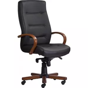 Irodai szék főnöki 9300xXL zöld bőr/ cseresznye pác