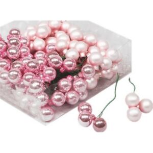 Karácsonyi gömb 21' betűzős üveg 2cm 3db/fonat rózsaszín fényes-matt