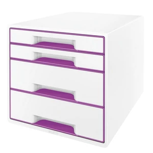 Fiókos irattároLó Leitz WOW CUBE 4 fiók, fehér-lila Leitz 1db rendelési egység ár 1db-ra