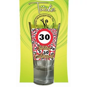 Üveg felespohár  Boldog szülin 75ml Lépd át a határt 30-as