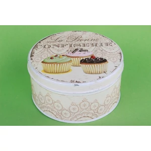 Díszdoboz fém kerek muffinmintás 16cm