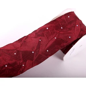Szalag textil gyűrt köves 62mm bordó