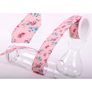 Szalag textil drótos 38mm virágos/mályva