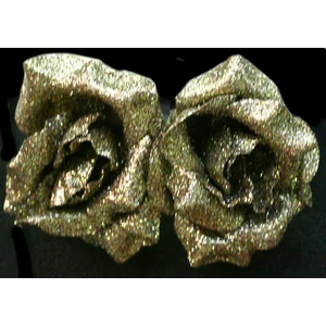 Karácsonyi dísz rózsafej arany csipeszes 2db /csomag glitteres 8cm csipesszel
