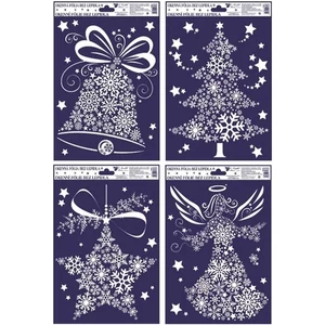 Ablakmatrica karácsonyi statikus csillámos karácsonyi motívumok 20x27cm