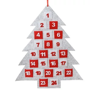 Adventikalendárium textil 24új filcből fenyőfa alakú 60x35x35cm 0.5cmx52cmx66cm sdkae 1db/ár