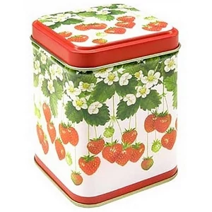 Díszdoboz ajándéknak 71x71x93m fém, fehér alapon eper mintás Summer Fruits Exclusive design