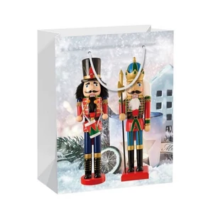 Ajándéktasak karácsonyI diótörővel, glitteres papír többszínű 31x42x12cm